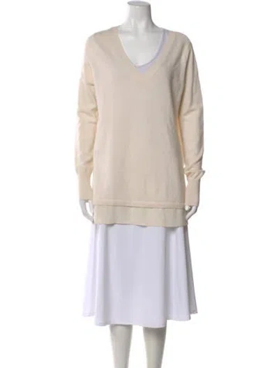Pre-owned Vince Wool V-neck Sweater In Neutral