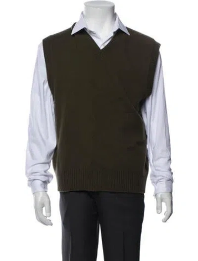 Pre-owned Vince Wool V-neck Sweater Vest In Green
