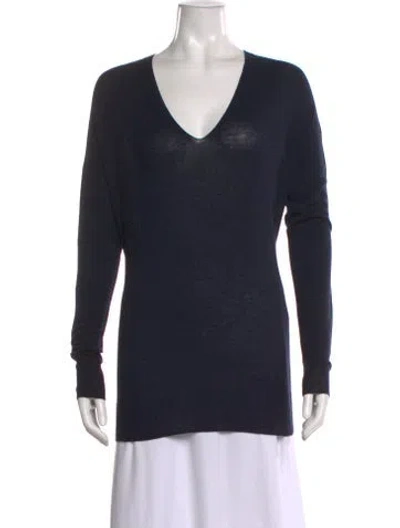 Pre-owned Vince Wool V-neck Sweater W/ Tags In Blue