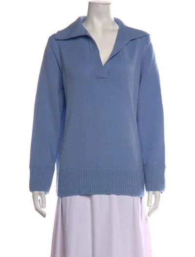 Pre-owned Vince Wool V-neck Sweater W/ Tags In Blue