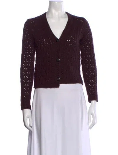 Pre-owned Vince Wool V-neck Sweater W/ Tags In Burgundy
