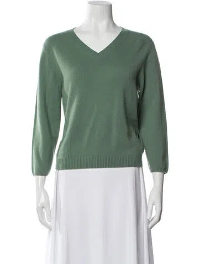 Pre-owned Vince Wool V-neck Sweater W/ Tags In Green