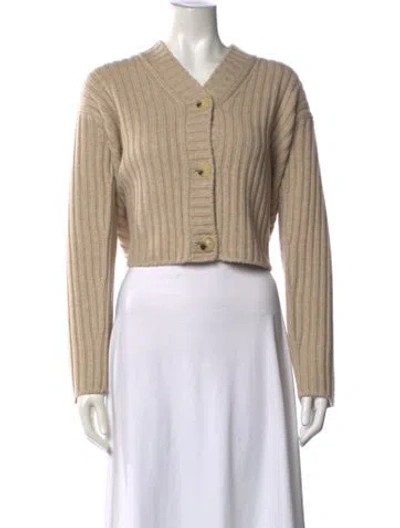 Pre-owned Vince Wool V-neck Sweater W/ Tags In Neutrals