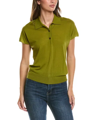 Vince Short Sleeve Wool Blend Polo Sweater In Green