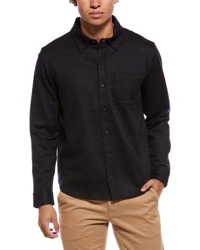 Vince Wool-blend Plaid Shirt In Black