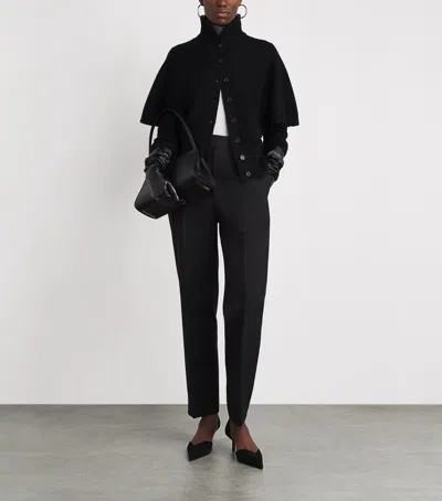 Vince Wool-blend Rollneck Cape Cardigan In Black