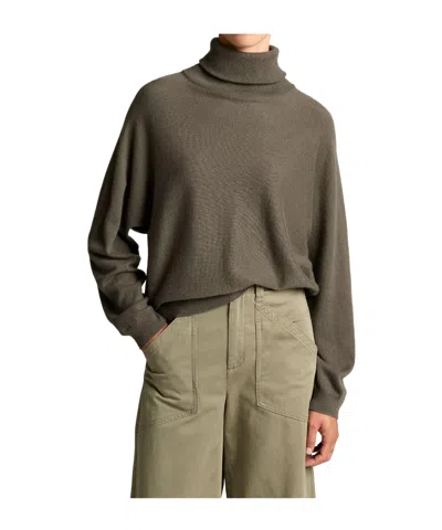 Vince Wool-cashmere Dolman-sleeve Turtleneck Sweater In Green