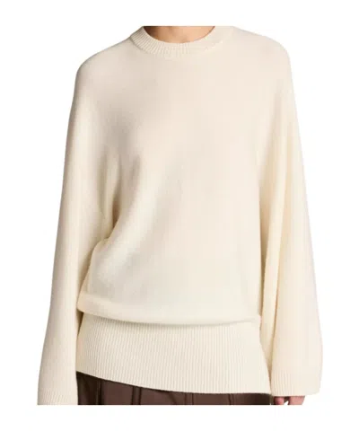 Vince Wool-cashmere Wide-sleeve Crew Neck Sweater In White