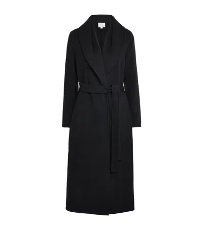 Vince Wool-cashmere Wrap Coat In Black