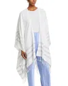 Vince Woven Cotton Cashmere Cape In White Gray