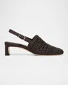 Vince Woven Leather Slingback Pumps In Ganache Brown Leather