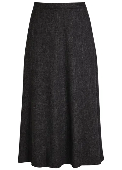 Vince Woven Midi Skirt In Gray