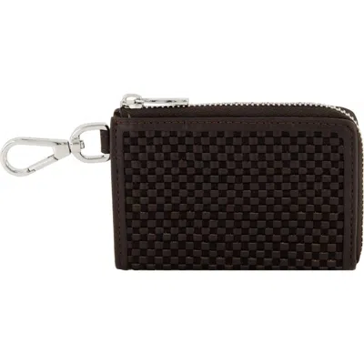 Vince Woven Zip Card Case In Black
