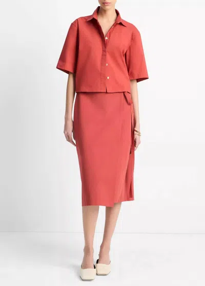 Vince Wrap Straight Skirt In Brick Rose In Multi