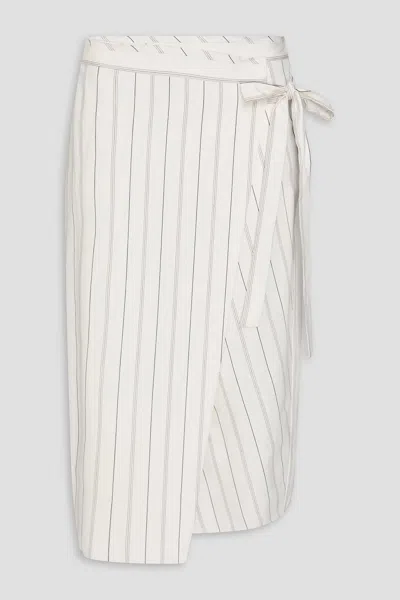 Vince Seedling Stripe Wrap Skirt In White
