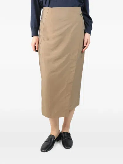 Pre-owned Vince Wrap-style Midi Skirt In Brown