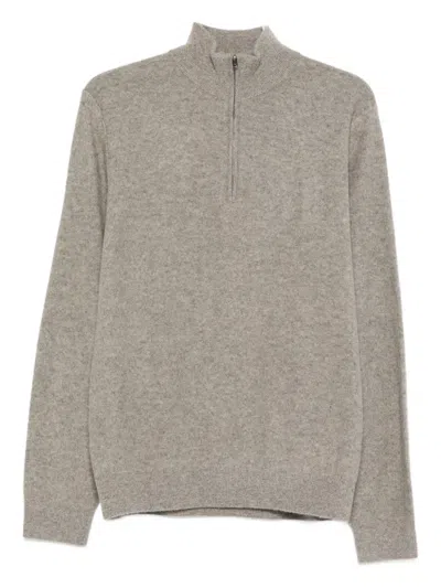 Vince Zip Mock-neck Sweater In Gray