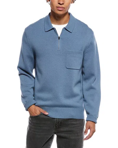 Vince Zip Polo Shirt In Blue