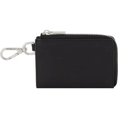Vince Zip Top Leather Card Case In Black