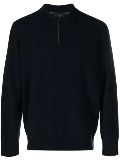 Vince Zip-up Cashmere Jumper In Blue