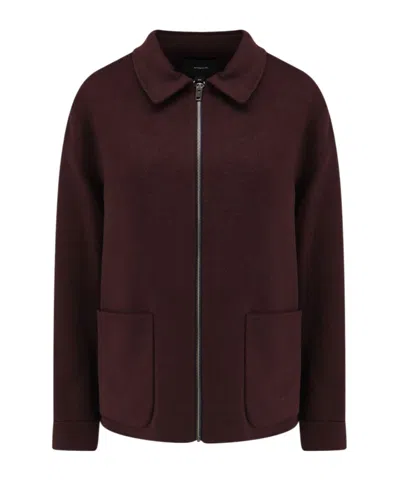 Vince Zip-up Patch Pocket Jacket In Burgundy