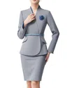 Vincent 2pc Blazer & Skirt Set In Gray