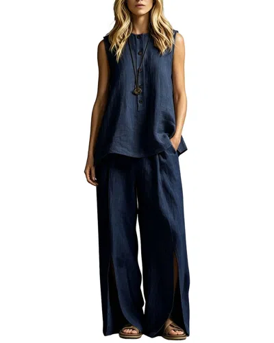 Vincent 2pc Top & Pant Set In Blue