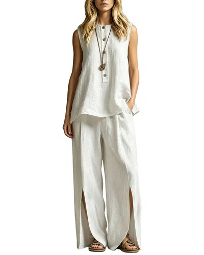 Vincent 2pc Top & Pant Set In White