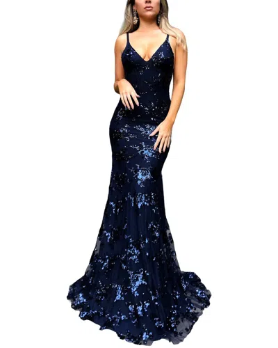 Vincent Embellished Maxi Dress In Blue