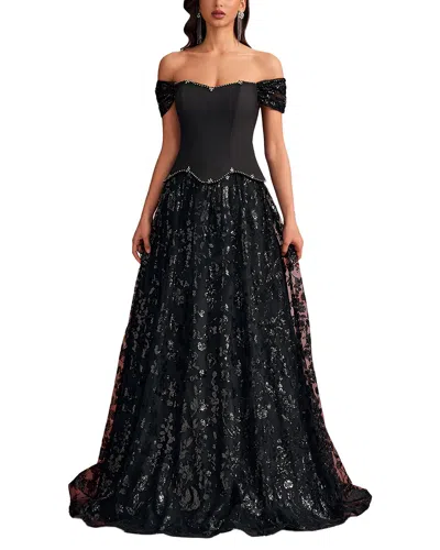 Vincent Embroidered Maxi Dress In Black