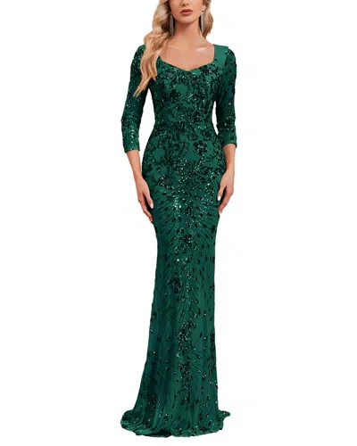 Vincent Embroidered Maxi Dress In Green