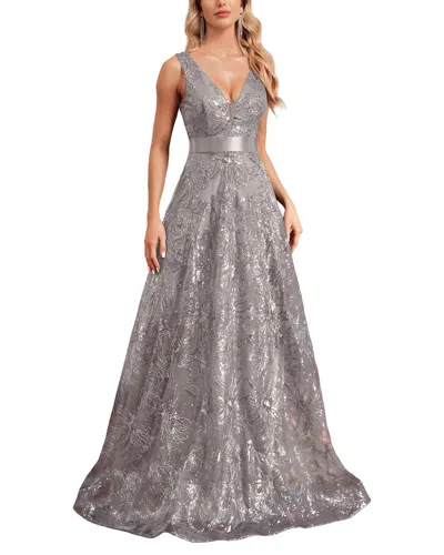 Vincent Embroidered Maxi Dress In Purple