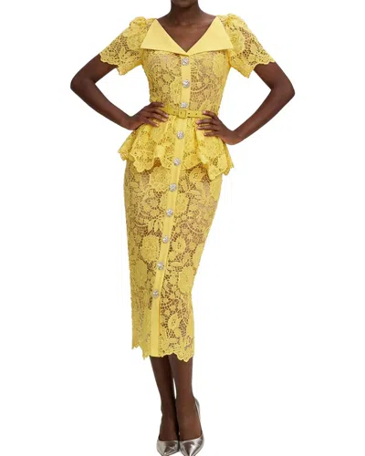 Vincent Midi Dress In Yellow