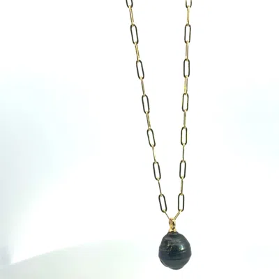 Vincent Peach Fine Jewelry Women's Black / Gold Freshwater Pearl Chain In Multi