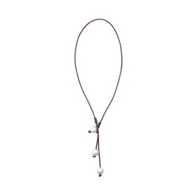 Vincent Peach Fine Jewelry Women's Brown Three Pearls In Pod Necklace Freshwater