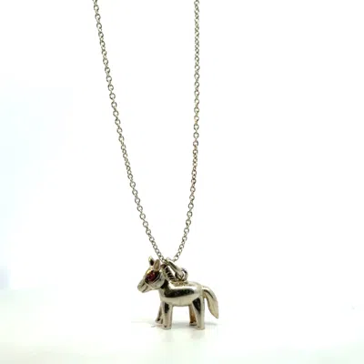 Vincent Peach Fine Jewelry Women's Ruby Small Horse Silver Necklace