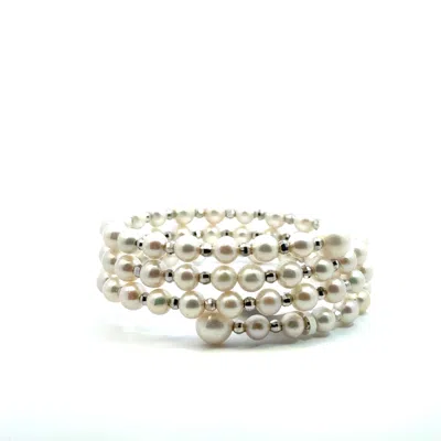 Vincent Peach Fine Jewelry Women's Silver B Elegant Pearl Bracelet