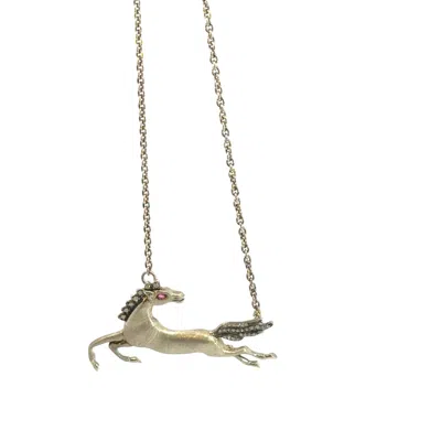 Vincent Peach Fine Jewelry Women's Silver Diamond Horse Necklace