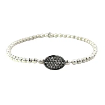 Vincent Peach Fine Jewelry Women's Silver Stirata Rhodium Bracelet Diamond Circle