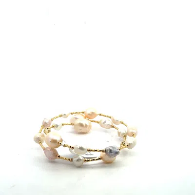 Vincent Peach Fine Jewelry Women's White / Gold Freshwater Pearl Wrap Bracelet