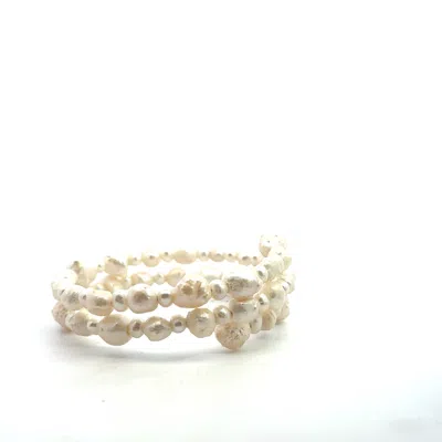 Vincent Peach Fine Jewelry Women's White Salt Water Pearl Double Wrap Bracelet