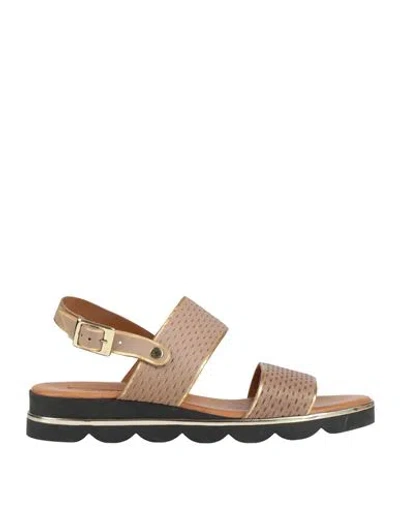 Vincent Vega Woman Sandals Light Brown Size 7 Leather In Beige