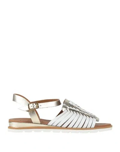 Vincent Vega Woman Sandals Platinum Size 7 Leather In Grey