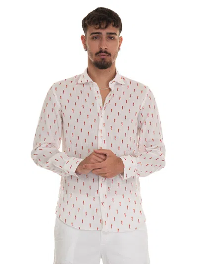 Vincenzo De Lauziers Casual Shirt In White/red