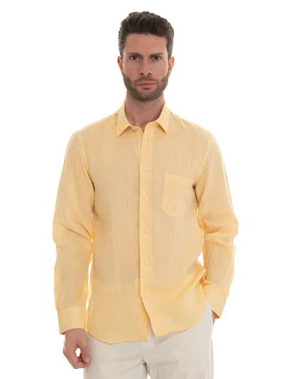 Vincenzo De Lauziers Long-sleeved Linen Shirt In Yellow