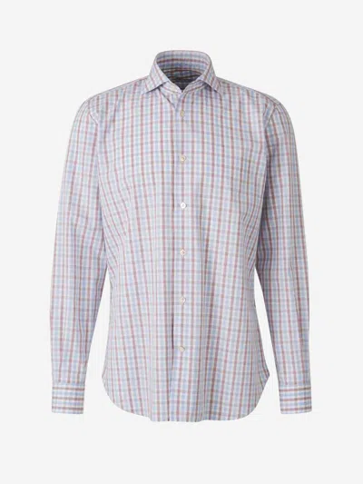 Vincenzo Di Ruggiero Cotton Check Shirt In Blue