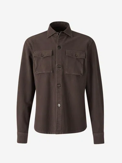 Vincenzo Di Ruggiero Cotton Pockets Overshirt In Two Pockets With Flap On The Front