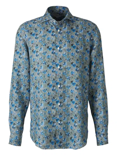 Vincenzo Di Ruggiero Floral-print Shirt In Blue