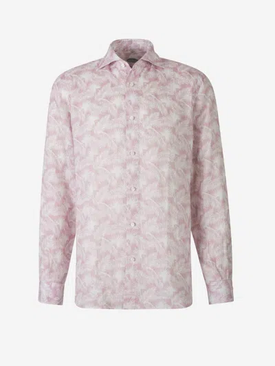 Vincenzo Di Ruggiero Palm Trees Motif Shirt In Light Grey
