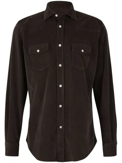 Vincenzo Di Ruggiero Pinwale-corduroy Shirt In Brown